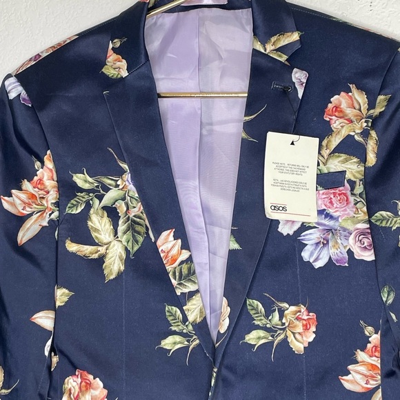 ASOS Navy Floral Blazer - Picture 2 of 8